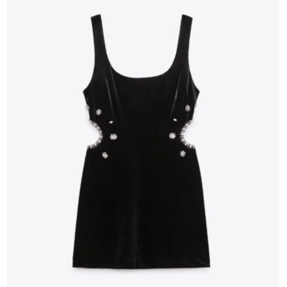 Black Velvet Rhinestone Dress